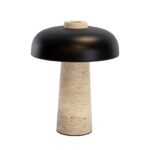 Black aluminium and porcelain marble table lamp