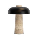 Black aluminium and porcelain marble table lamp