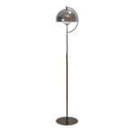 LED floor lamp with grey smoked mirror-effect glass shade and alabaster sphere