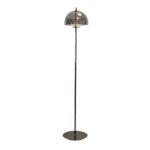LED floor lamp with grey smoked mirror-effect glass shade and alabaster sphere