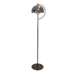 LED floor lamp with grey smoked mirror-effect glass shade and alabaster sphere