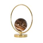 Patterned glass and gold-coloured steel table lamp