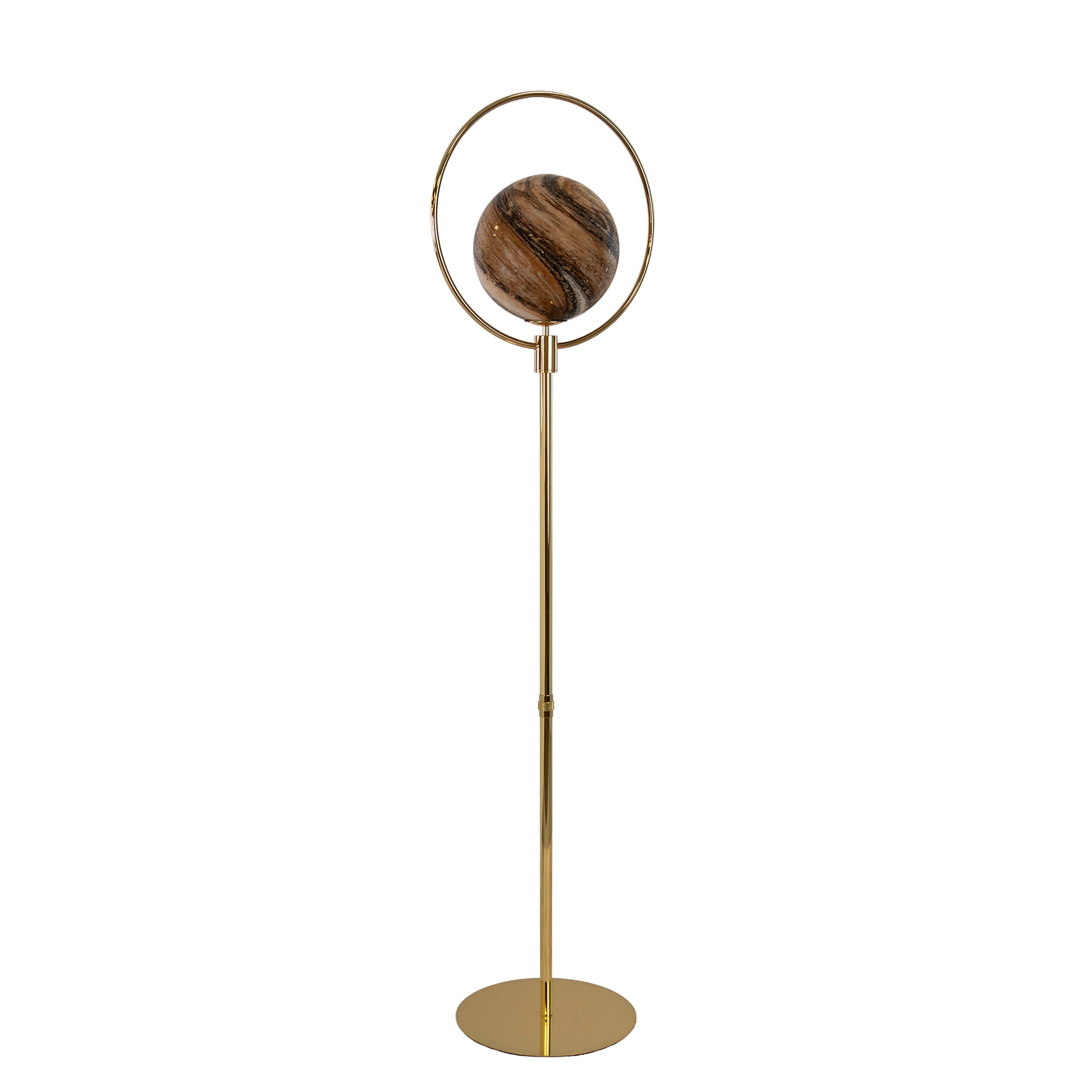 Patterned glass and gold-coloured steel floor lamp Patterned glass and gold-coloured steel floor lamp