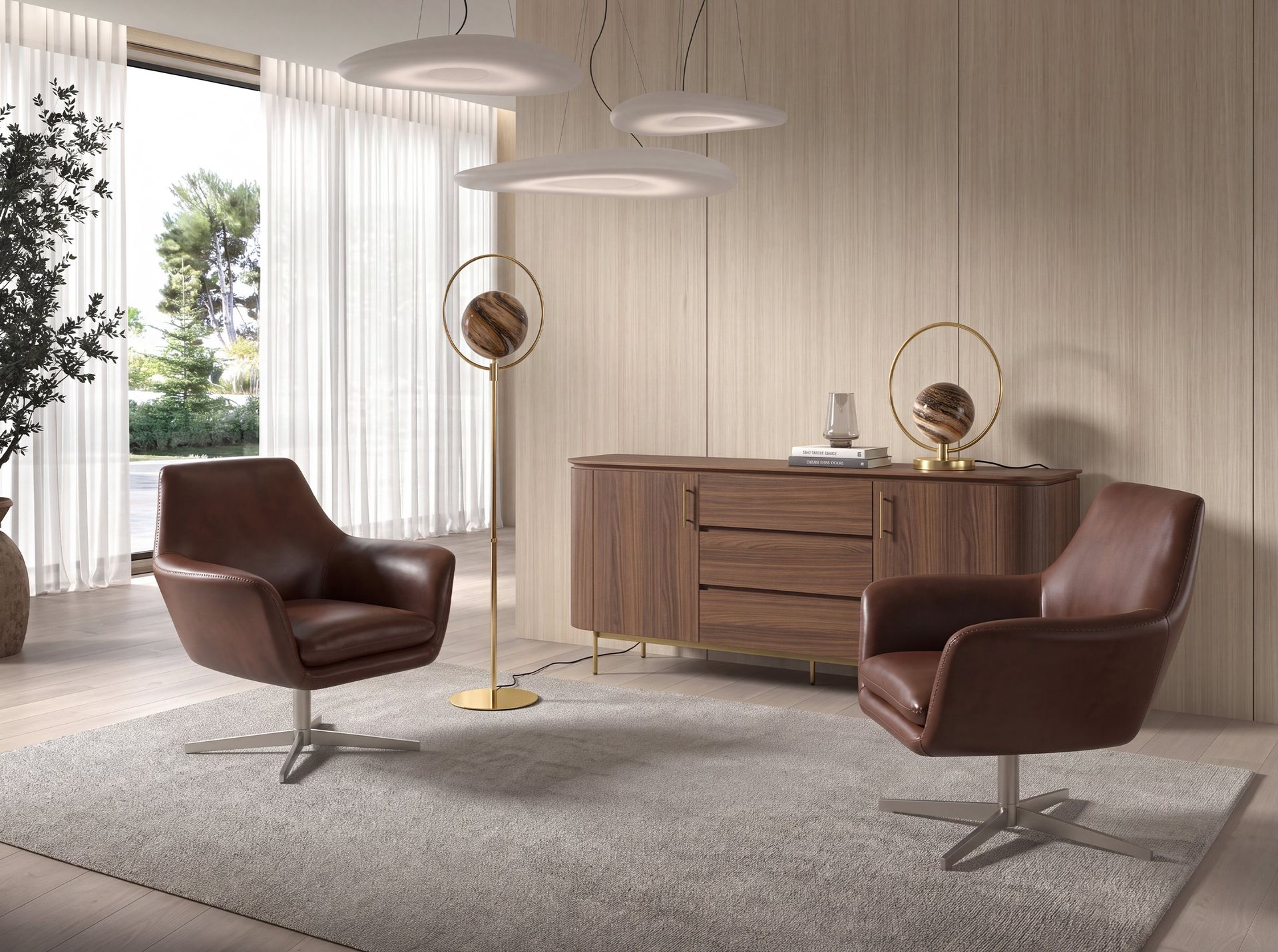 Patterned glass and gold-coloured steel floor lamp Patterned glass and gold-coloured steel floor lamp