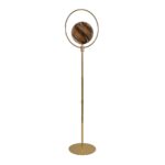 Patterned glass and gold-coloured steel floor lamp