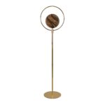 Patterned glass and gold-coloured steel floor lamp