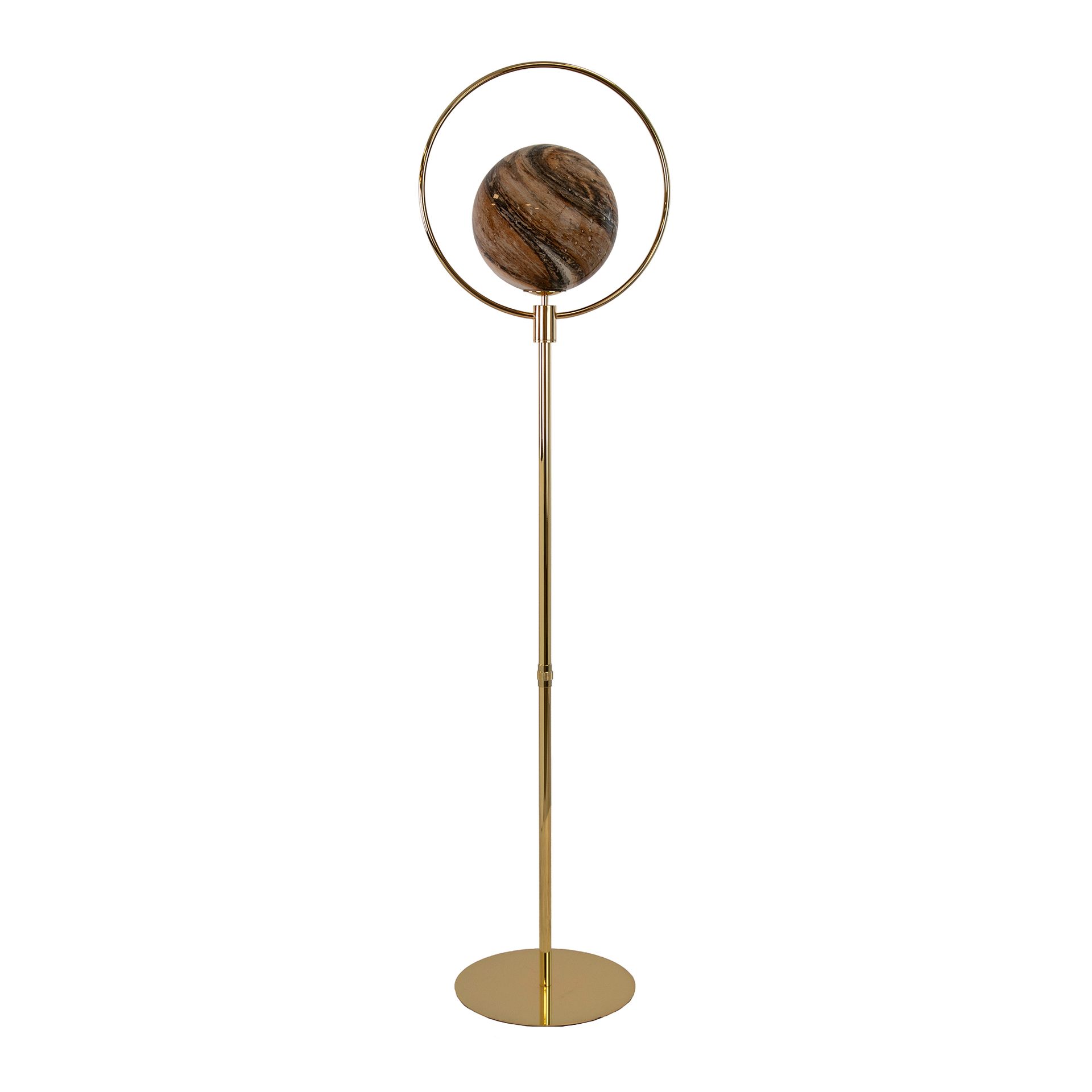 Patterned glass and gold-coloured steel floor lamp Patterned glass and gold-coloured steel floor lamp