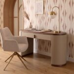 White glass and polished gold-coloured steel table lamp