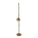 White glass and polished gold-coloured steel floor lamp