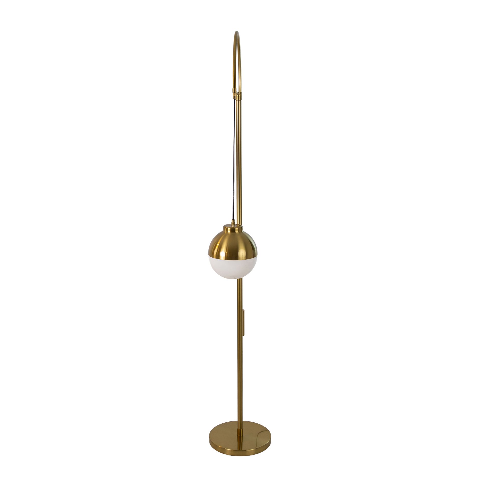 White glass and polished gold-coloured steel floor lamp White glass and polished gold-coloured steel floor lamp