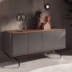 Black smoked glass and polished gold-coloured steel table lamp