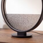 Grey textured glass and black aluminium table lamp