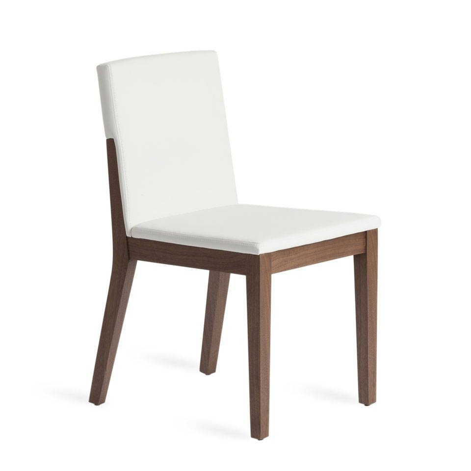 Chair in walnut veneered wood and upholstered seat. Chair in walnut veneered wood and upholstered seat.