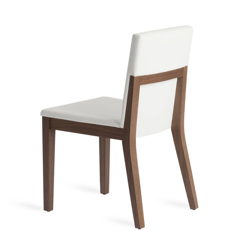Chair in walnut veneered wood and upholstered seat. Chair in walnut veneered wood and upholstered seat.