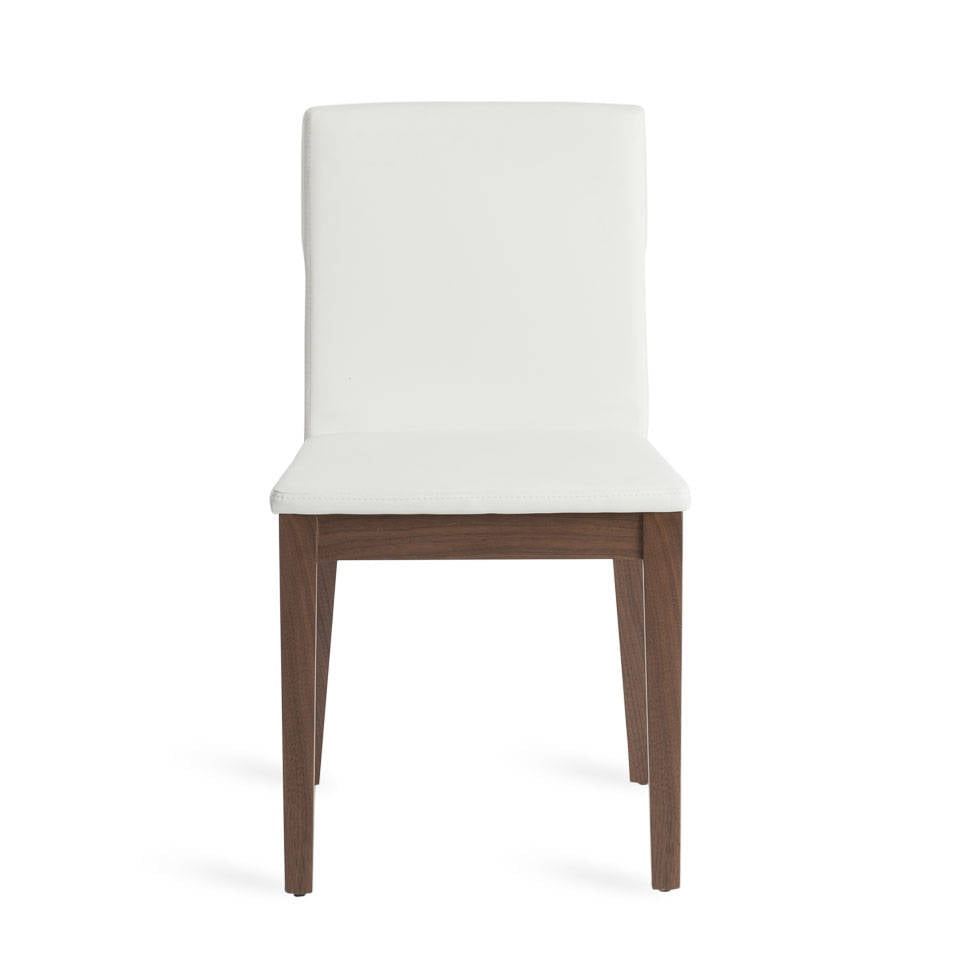 Chair in walnut veneered wood and upholstered seat. Chair in walnut veneered wood and upholstered seat.