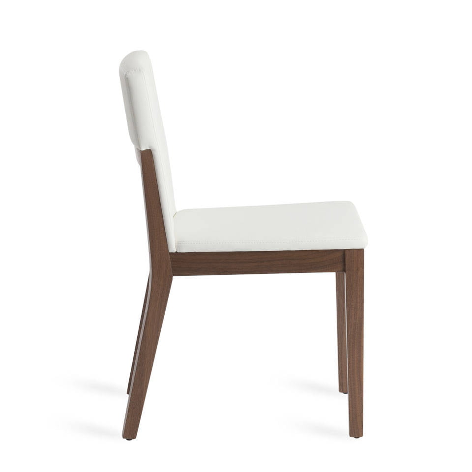 Chair in walnut veneered wood and upholstered seat. Chair in walnut veneered wood and upholstered seat.