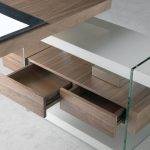 Walnut wood desk and tempered glass