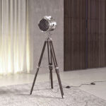Chrome steel and black steel floor lamp