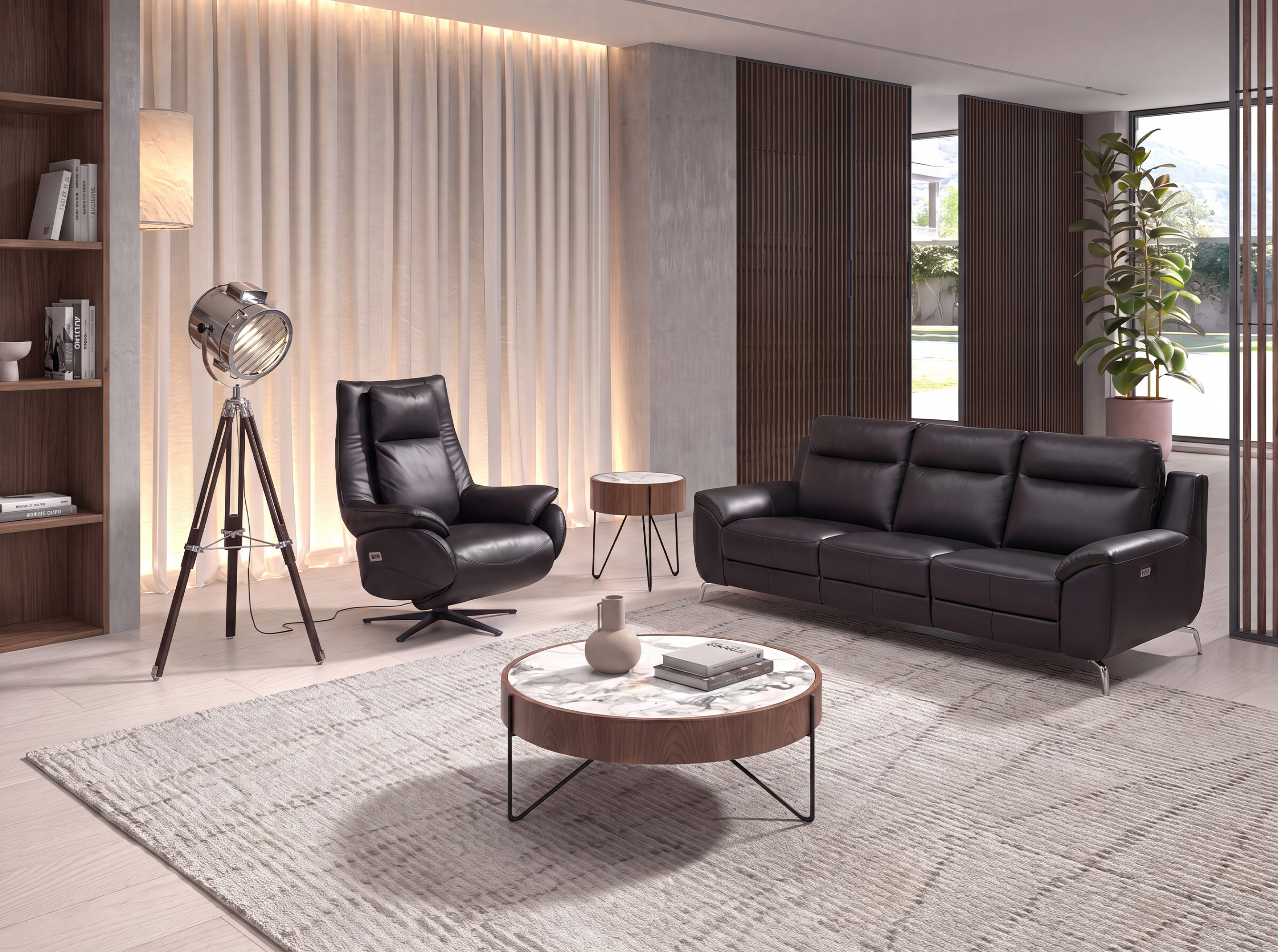Chrome steel and black steel floor lamp Chrome steel and black steel floor lamp