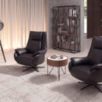 Chrome steel and black steel floor lamp
