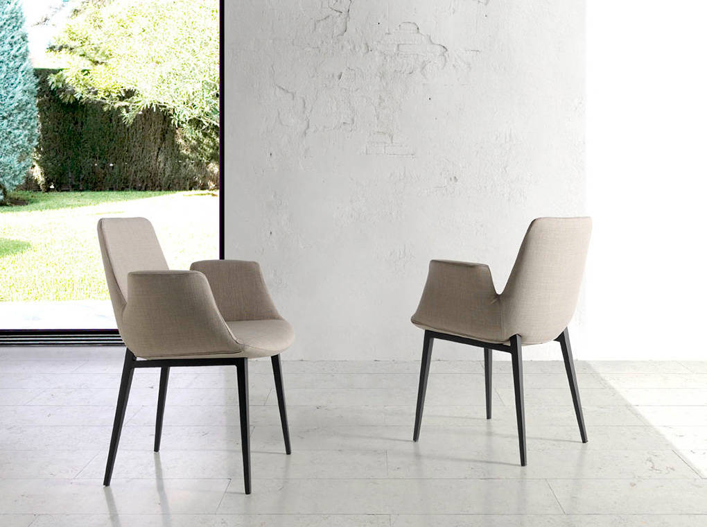 Chair upholstered in cloth with a steel structure Chair upholstered in cloth with a steel structure