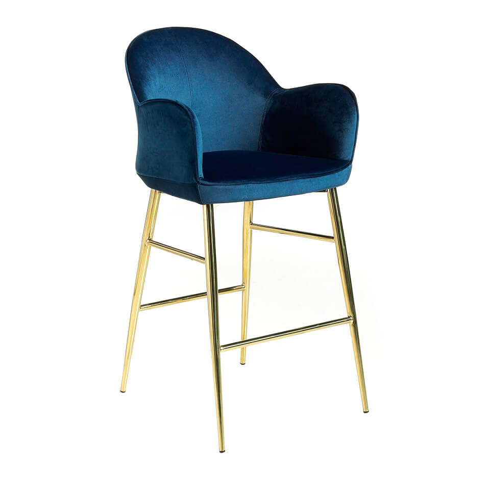Stool upholstered in velvet touch and chrome steel legs Stool upholstered in velvet touch and chrome steel legs