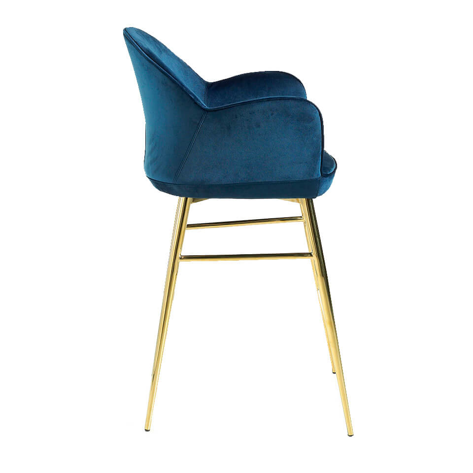 Stool upholstered in velvet touch and chrome steel legs Stool upholstered in velvet touch and chrome steel legs
