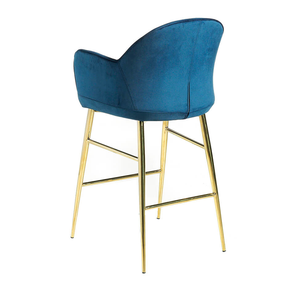 Stool upholstered in velvet touch and chrome steel legs Stool upholstered in velvet touch and chrome steel legs