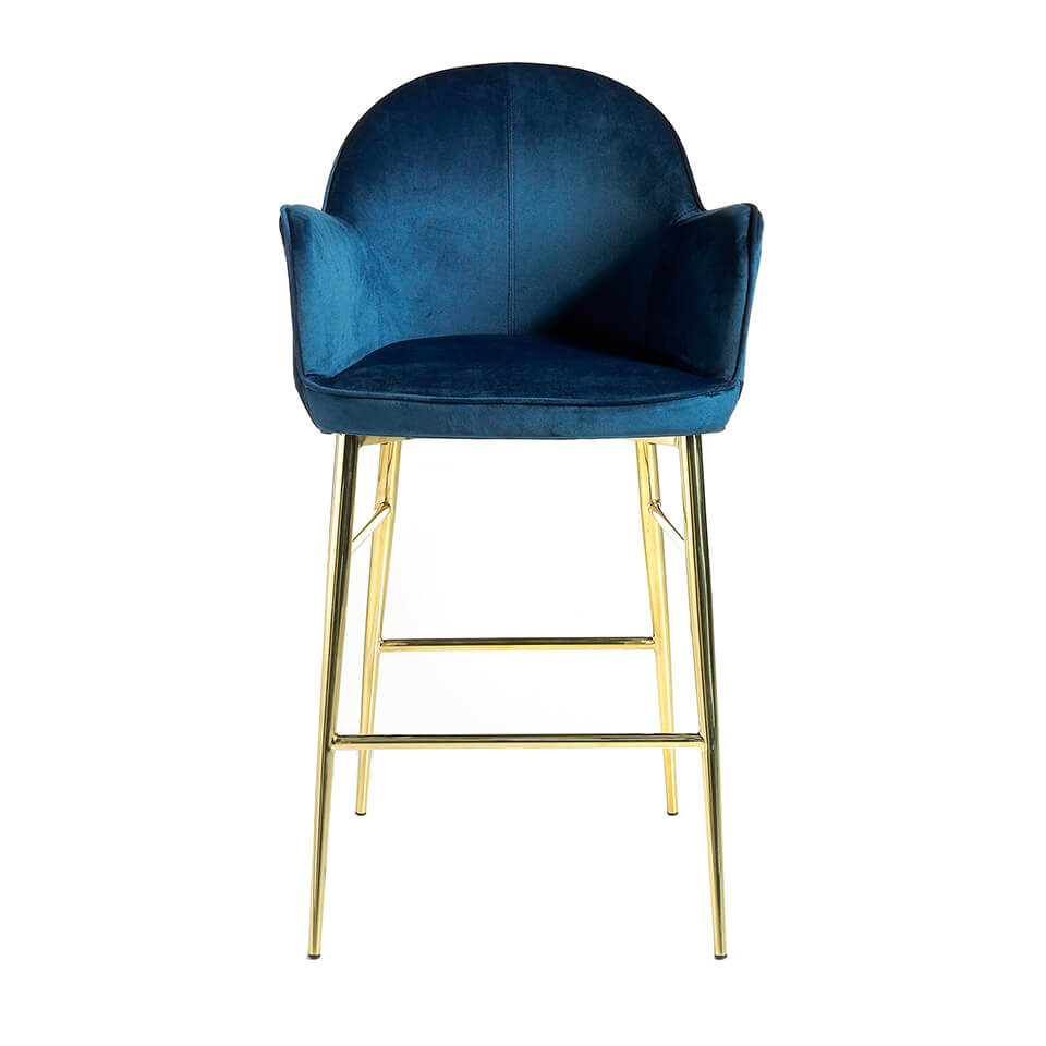 Stool upholstered in velvet touch and chrome steel legs Stool upholstered in velvet touch and chrome steel legs