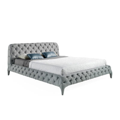 7029-Cama tapizada en tela capitoné