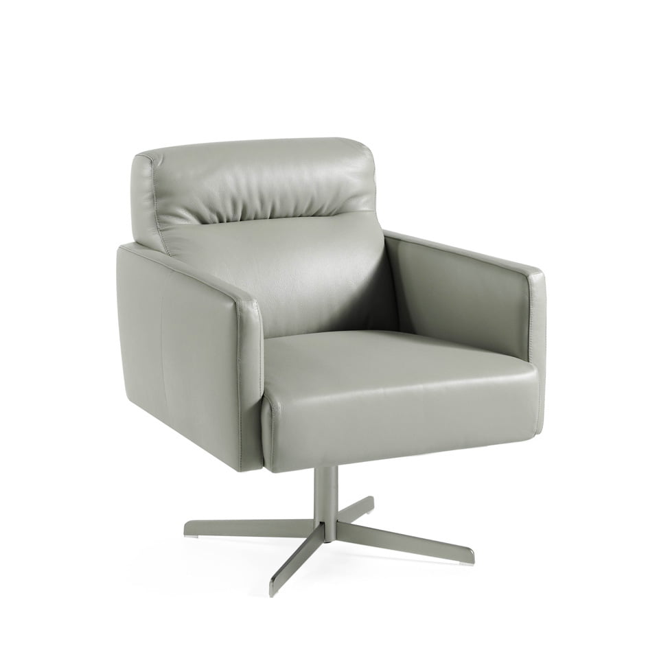 Swivel Armchair Upholstered In Cowhide Leather Angel Cerda S L