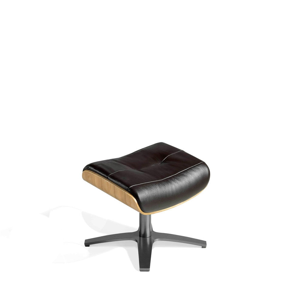 Swivel leather upholstered ottoman