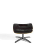 Swivel leather upholstered ottoman