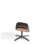 Swivel leather upholstered ottoman