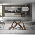 Раздвижной обеденный стол прямоугольная закаленное стекло