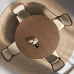 Round dining table walnut and metallic sand steel