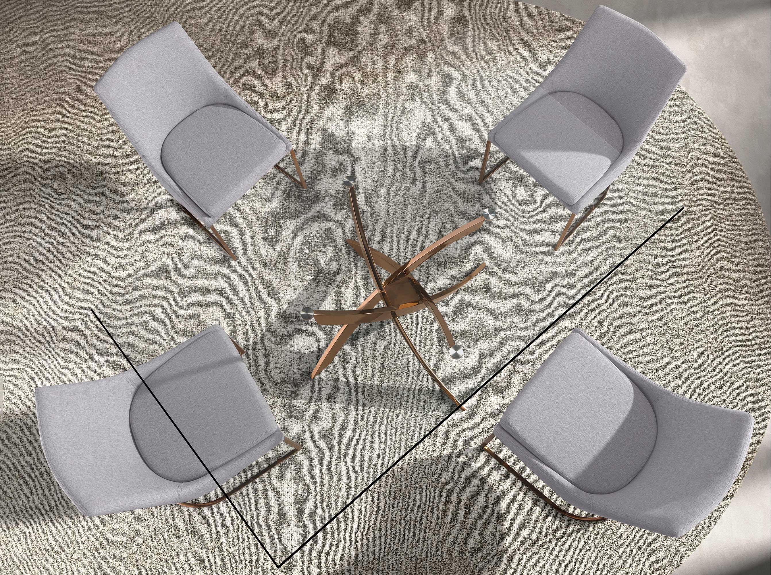 Mesa comedor rectangular cristal templado y acero rosa Mesa comedor rectangular cristal templado y acero rosa