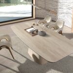 Oval barrel dining table in porcelain marble
