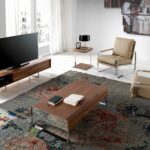 Walnut wood and chrome steel coffee table