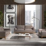 Square coffee table in marble imitation glass and Walnut wood