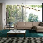 Square coffee table in marble imitation glass and Walnut wood