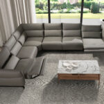 Rectangular glass coffee table imitating marble and walnut