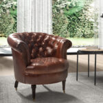 Round corner table in rattan and black steel