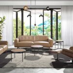 Tavolino rotondo in rattan e acciaio nero