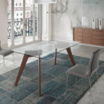 Buffet en bois de noyer et verre trempé