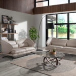 Estantería de madera nogal con laterales lacados y acero negro