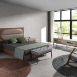 Meuble TV en bois gris et noyer avec éclairage intérieur