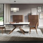 Grand buffet en noyer et acier métallisé foncé