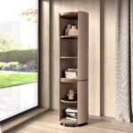 Walnut and mink leatherette shelf