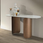 Овальная консоль из керамогранита и стали бронзового цвета